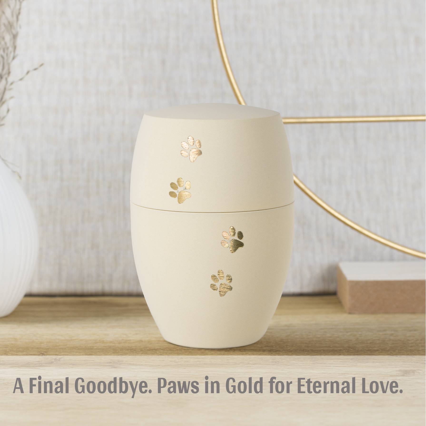 urn with golden paws